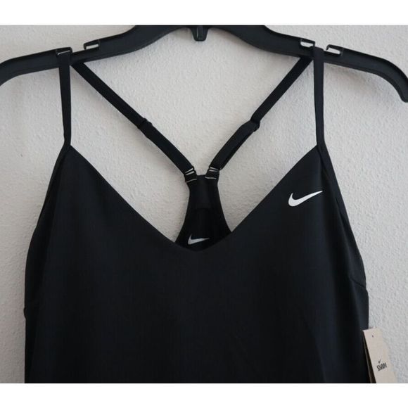 Nike Swim NESSB217 001 Womens Sz Medium Black Essential Racerback Swim Dress $64 - Picture 3 of 11